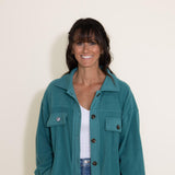 La Miel Sunset Fleece Shacket for Women in Teal