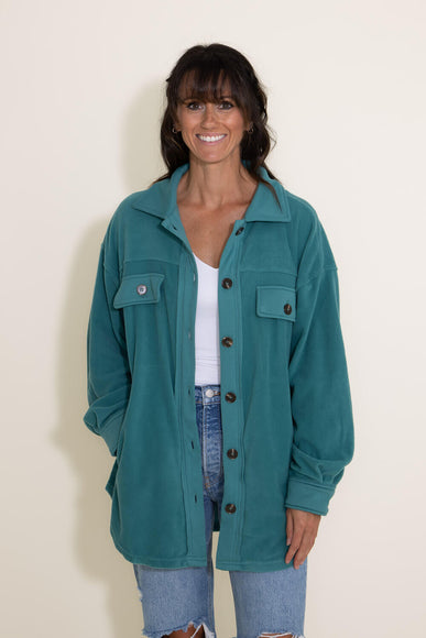 La Miel Sunset Fleece Shacket for Women in Teal