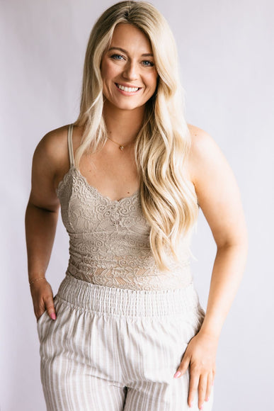 Lace V-Neck Bralette for Women in Beige