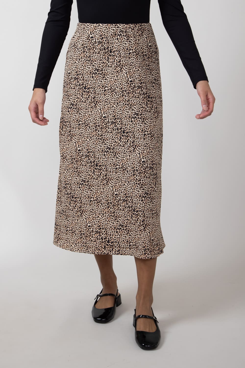 Leopard Print Midi Skirt for Women in Brown | 71063