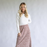 Leopard Print Midi Skirt for Women in Mocha