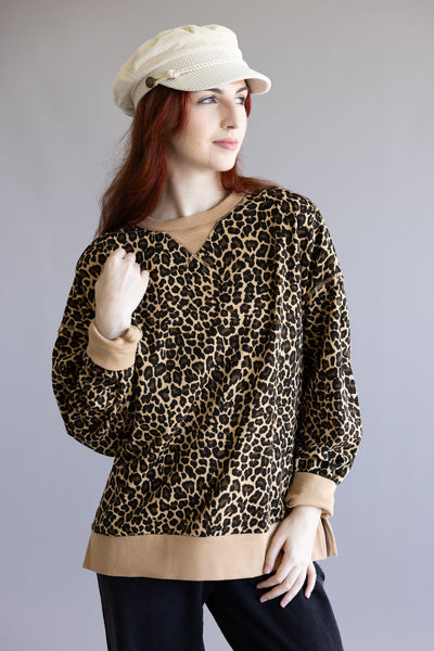 Leopard Pullover for Women in Brown