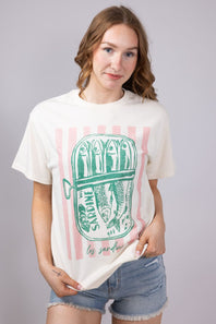 Les Sardine Stripe Oversized T-Shirt for Women in Ivory