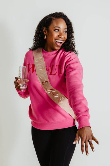 1897 Active Embordered Wifey Sweatshirt for Women in Pink