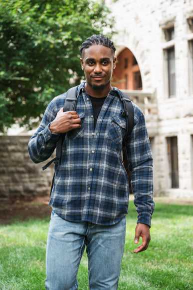 1897 Original Plaid Flannel Shirt for Men in Navy