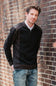 1897 Original 1/4 Zip Mock Neck Sweater for Men in Black/Latte