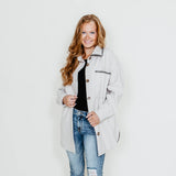 Embroidered Stitch Edge Felt Shacket for Women in Light Oat