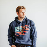 Ariat Logo American Steer Hoodie for Men in Blue Heather 