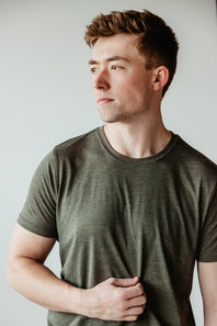 Basic Crewneck T-Shirt for Men in Green