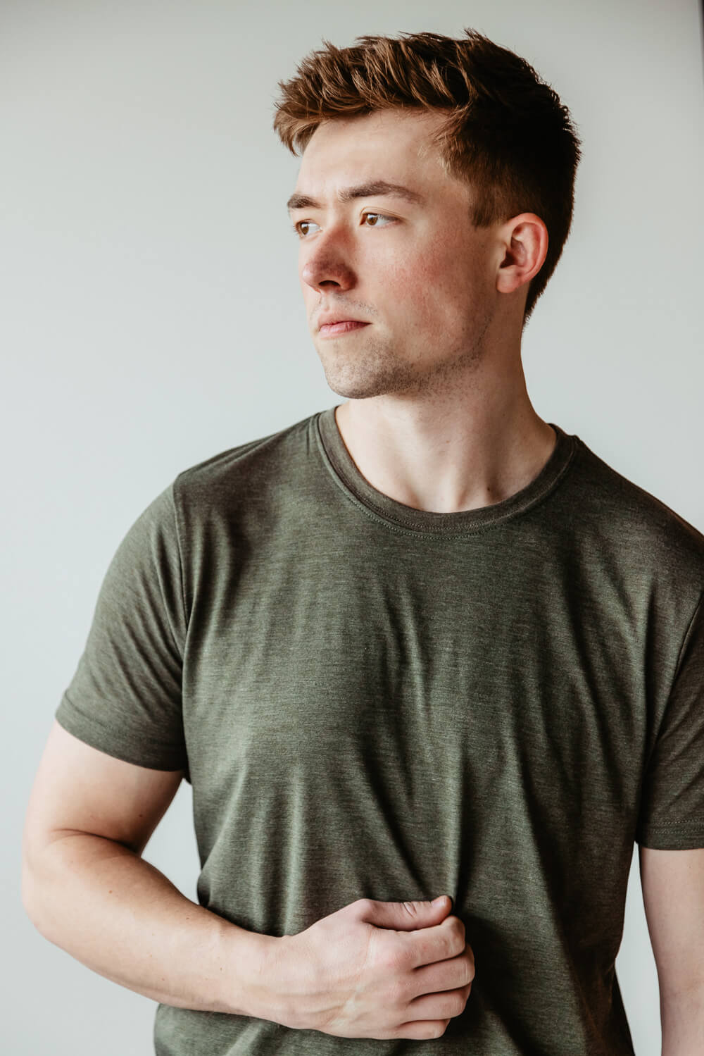 Basic Crewneck T-Shirt for Men in Green