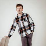 Brooklyn Cloth Heavy Flannel Shacket for Men in Black Cream