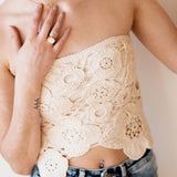 Crochet Flyaway Lace Tube Top for Women in Natural