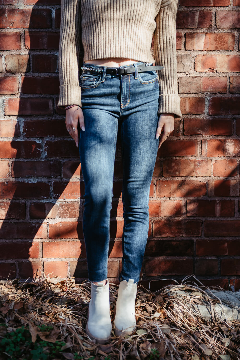 Judy Blue Mid Rise Vintage Raw Hem Skinny Jeans for Women | 82527REG