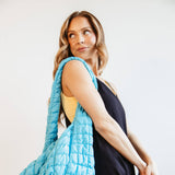 Large Carryall Quilted Puffer Bag for Women in Blue