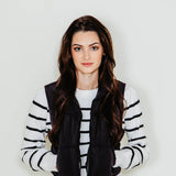 Love Tree Cropped Puffer Vest for Women in Black