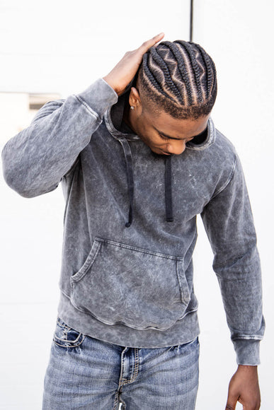 Mineral Wash Hoodie for Men in Black