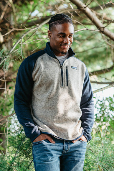 Patagonia Men's Better Sweater 1/4-Zip in Blue/Tan