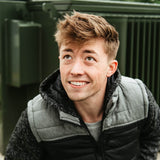 Puffer Vest Knit Hood Jacket for Men in Black