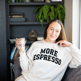 More Espresso Chenille Patch Fleece Crewneck for Women in Beige
