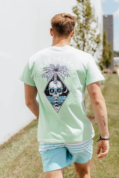 Retrofit Lost in Paradise Skeleton T-Shirt for Men in Mint | GLRS3E3A86-A-MINT