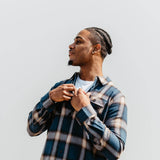 Simply Southern Mens Shirts Plaid Shacket Shirt for Men in Blue