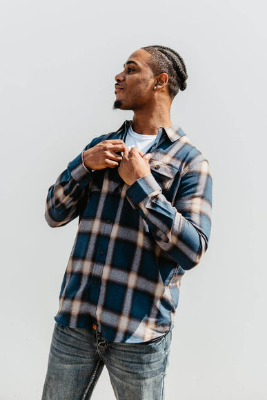 Simply Southern Mens Shirts Plaid Shacket Shirt for Men in Blue
