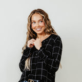 Thread & Supply Eve Button Up Shirt for Women in Black White Plaid