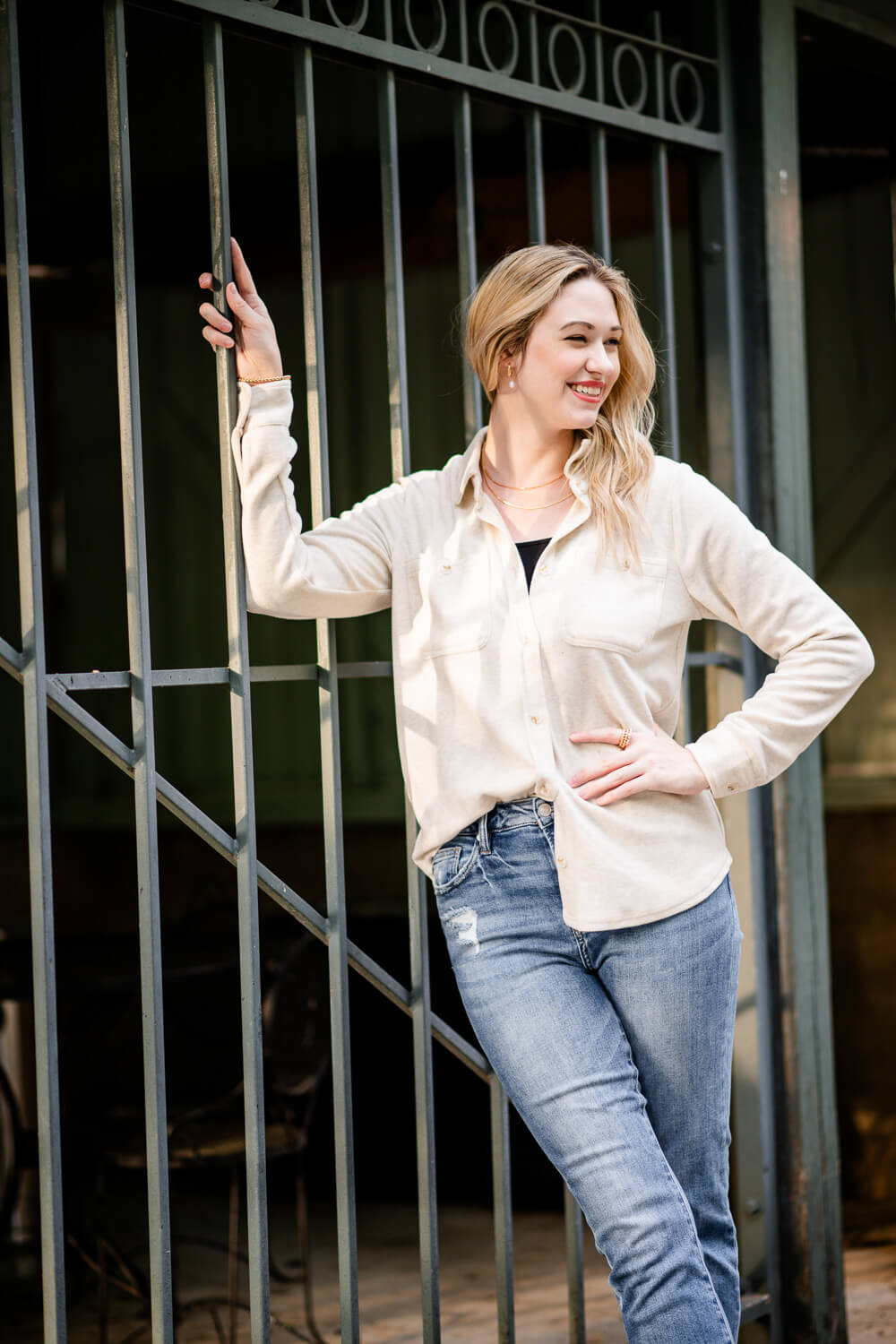 Thread & Supply Lewis Soft Luxe Button Up Shirt for Women in Oatmeal