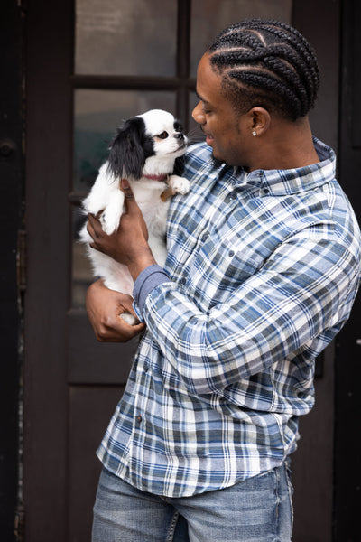  Weatherproof Vintage Brushed Flannel Shirt for Men in Blue Fusion 