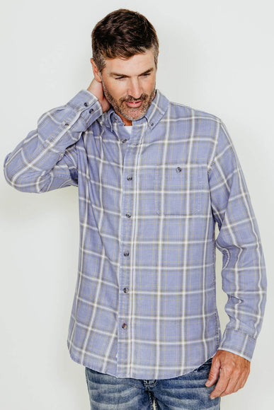 Weatherproof Vintage Burnout Flannel for Men in Sky Blue