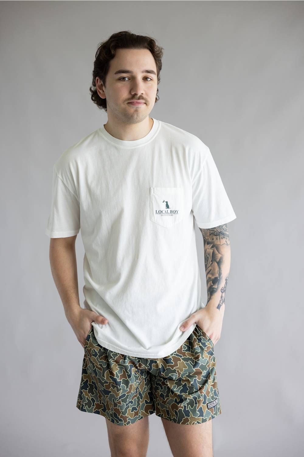 Local Boy Bluff Plate T-Shirt for Men in White