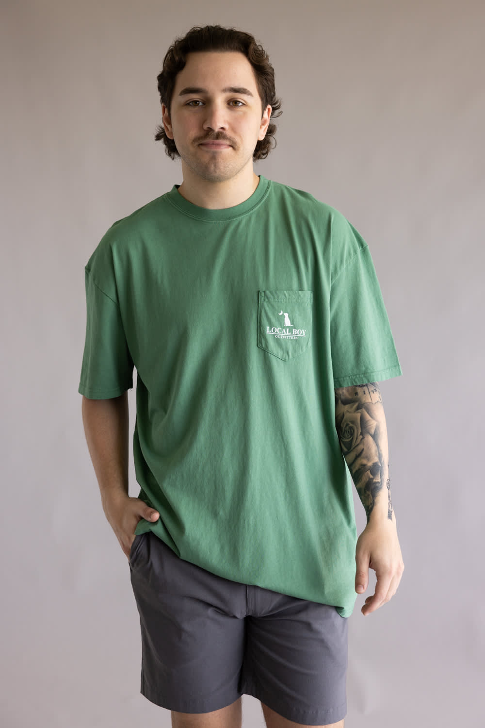 Local Boy High Badge T-Shirt for Men in Green
