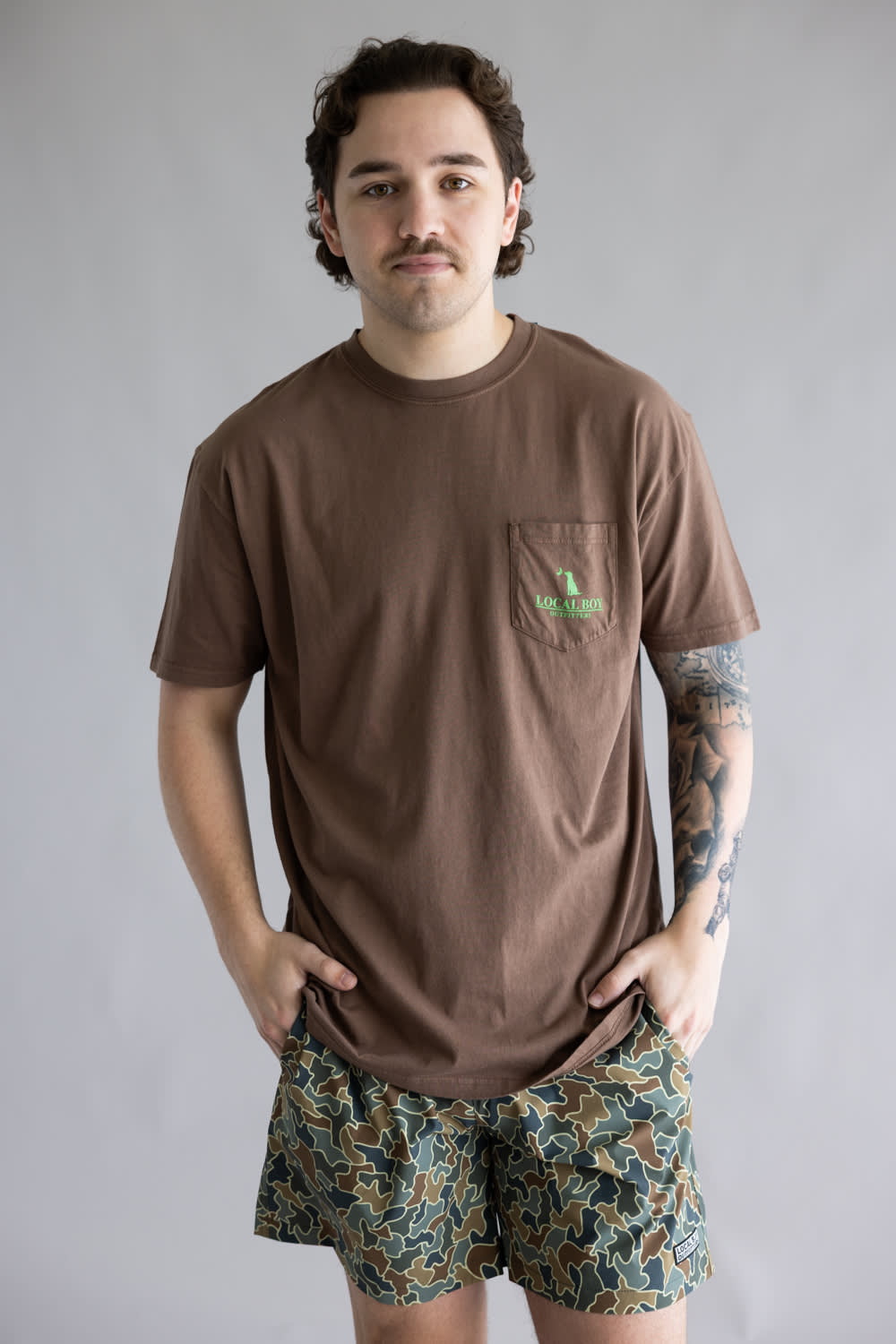 Local Boy Neon Duck T-Shirt for Men in Brown | L1000714-ESO-BROWN