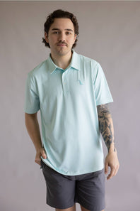 Local Boy Palms Polo for Men in Aqua/White