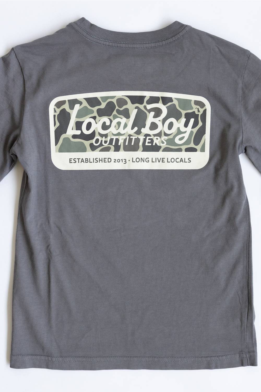 Local Boy Youth Brush Camo Long Sleeve T-Shirt for Boys in Dark Grey