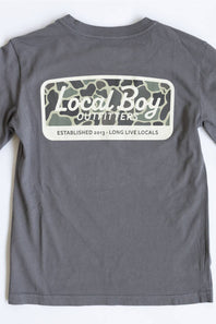 Local Boy Youth Brush Camo Long Sleeve T-Shirt for Boys in Dark Grey