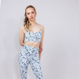 Local Girl Crossover Strap Sports Bra for Women in Light Grey Camo