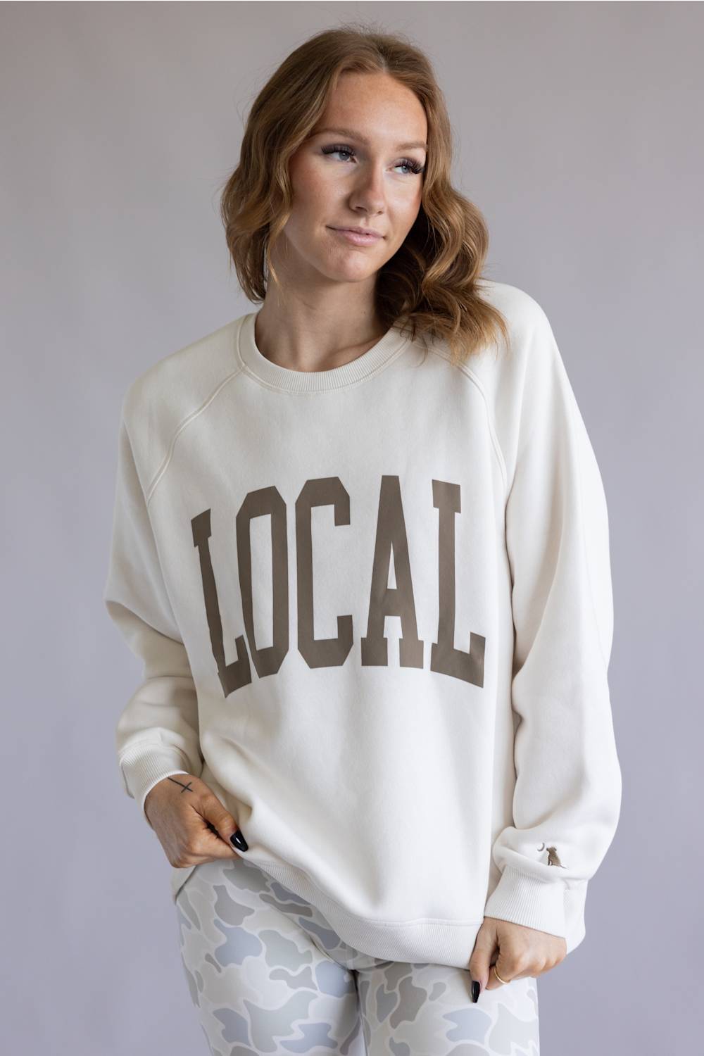 Local Girl Outfitters Crescent Crew Sweatshirt for Women in Ivory