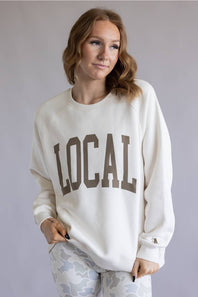 Local Girl Outfitters Crescent Crew Sweatshirt for Women in Ivory
