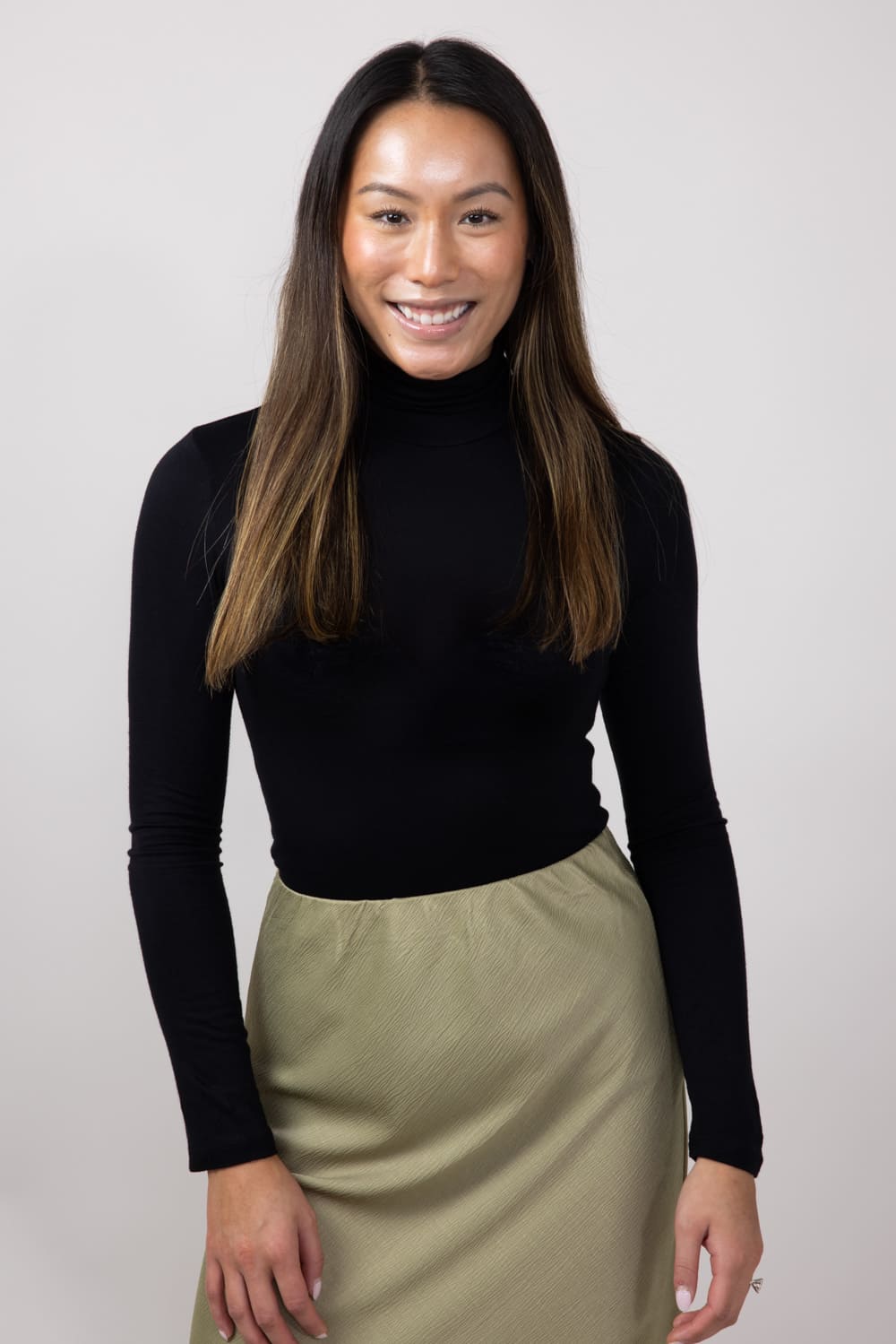 Long Sleeve Turtleneck Top for Women in Black