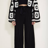 Pleated Smock Waist Pants for Women in Black