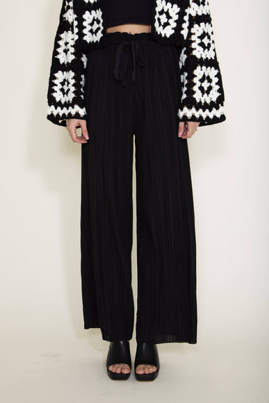 Pleated Smock Waist Pants for Women in Black