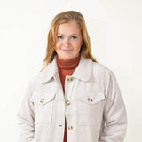 Love Tree Corduroy Sherpa Collar Lined Jacket for Women in Cream