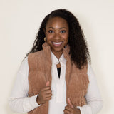 Love Tree Cropped Corduroy Puffer Vest for Women in Brown