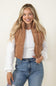 Love Tree Cropped Corduroy Puffer Vest for Women in Brown