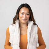 Love Tree Cropped Corduroy Puffer Vest for Women in Cream