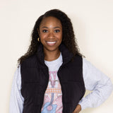 Love Tree Cropped Puffer Vest for Women in Black