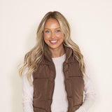 Love Tree Cropped Puffer Vest for Women in Brown