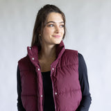 Love Tree Cropped Puffer Vest for Women in Burgundy