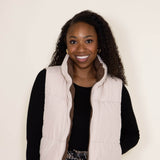 Love Tree Cropped Reversible Puffer Vest for Women in Cocoa Brown